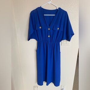 Lightweight summer Royal Blue dress with 2 pockets, size medium